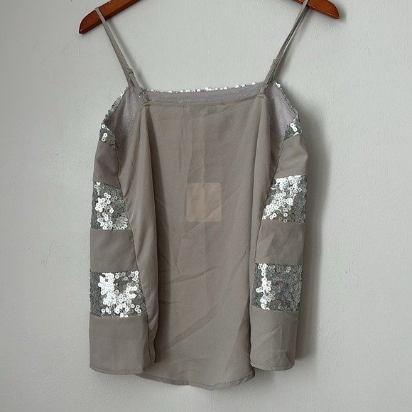 Sequin Striped Silver and Gray Women's Top size M NWT - Picture 4 of 6